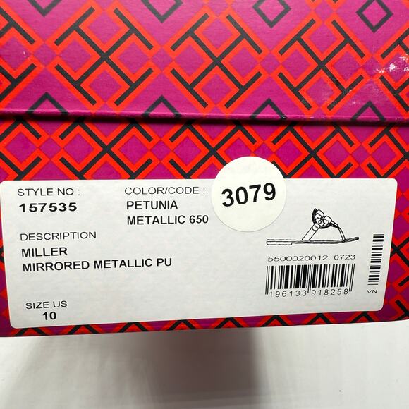 Tory Burch Miller Mirrored Metallic Flats Petunia Size 10 - Picture 8 of 9